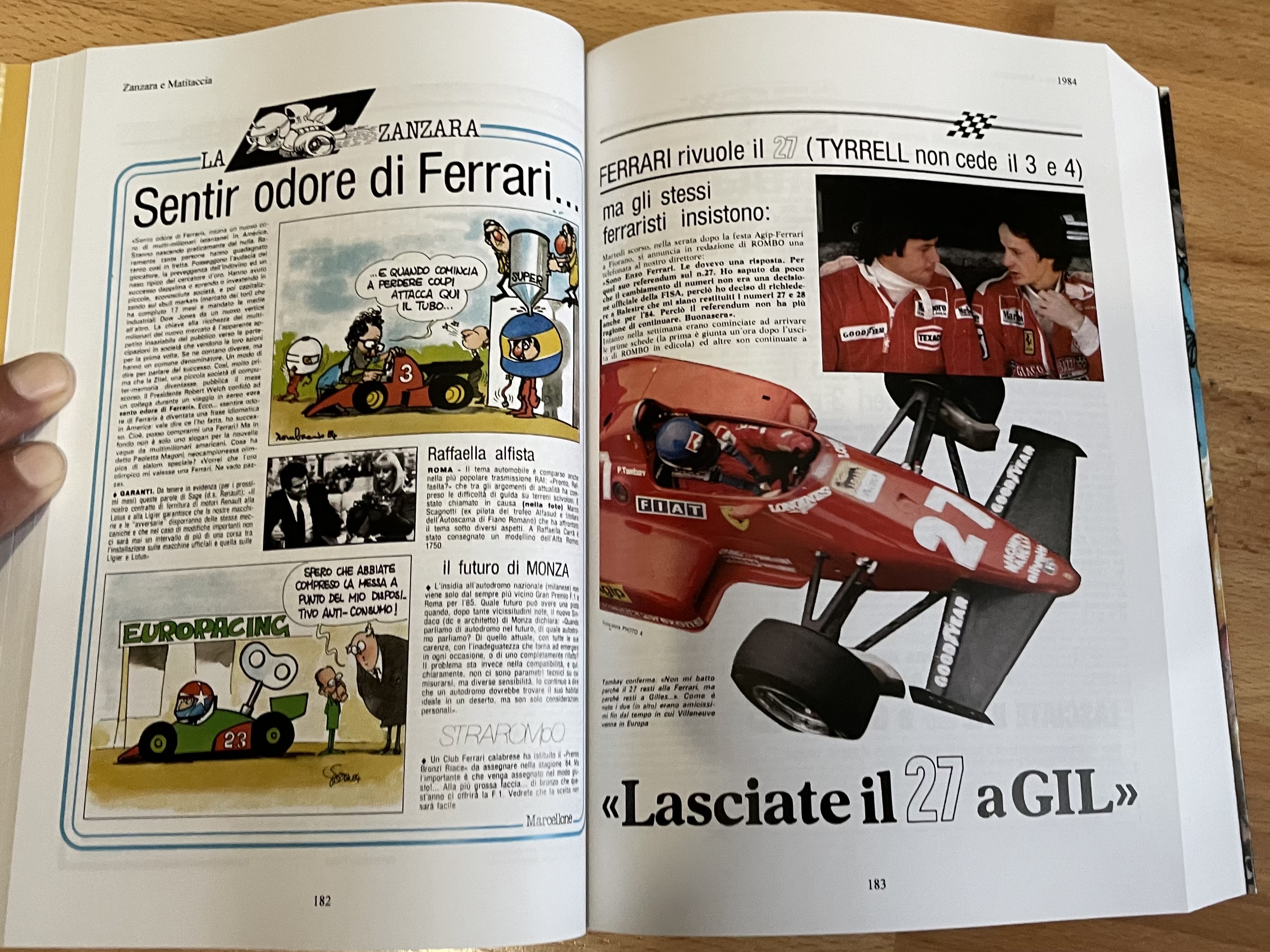 Pagina del libro dedicata al 1984, Ferrari e il numero 27